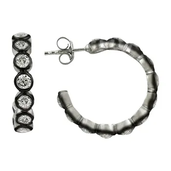 

Angemiel 925 Silver 3mm Zirconia stone Pen Big Hoop Earrings