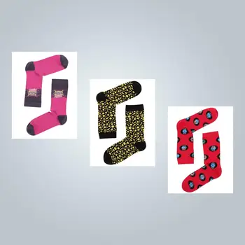 

3 Pairs Women's Crew Socks Colorful Patterned Premium Cotton