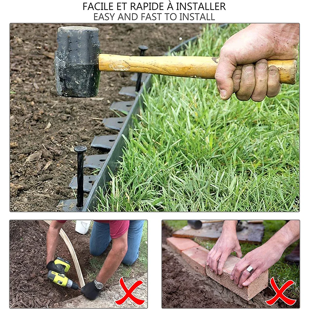 5M Garden Edging Border Flexible Lawn Grass Edging Decor Fence Landscape Belt Garden Patio Greening Belt with 30 Pins