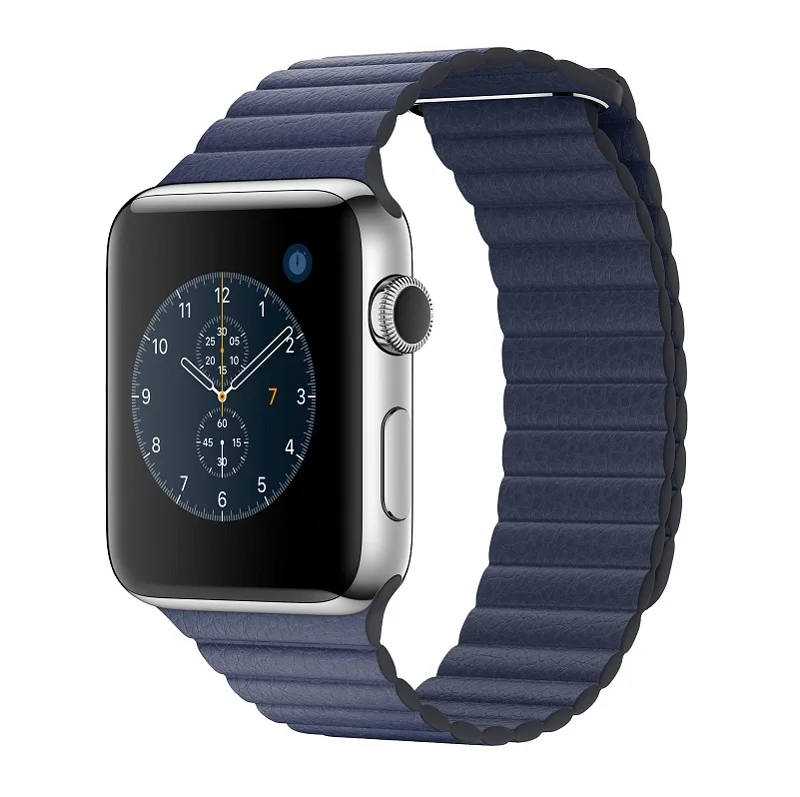 Ремешок для Apple Watch кожаный магнитный 42(Синий