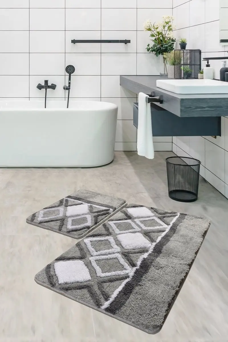

Premium Quality Bath Mat | Bathroom Mat-shower Mat | Non Slip Anti Mould | Jane 2 Pcs 60x100 cm-50x60 cm