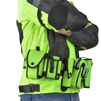 

Hi-viz Green Police Motorcycle Waist Belt Tactical Bags Sets Moto Outdoor Training CS Security Guard Duty