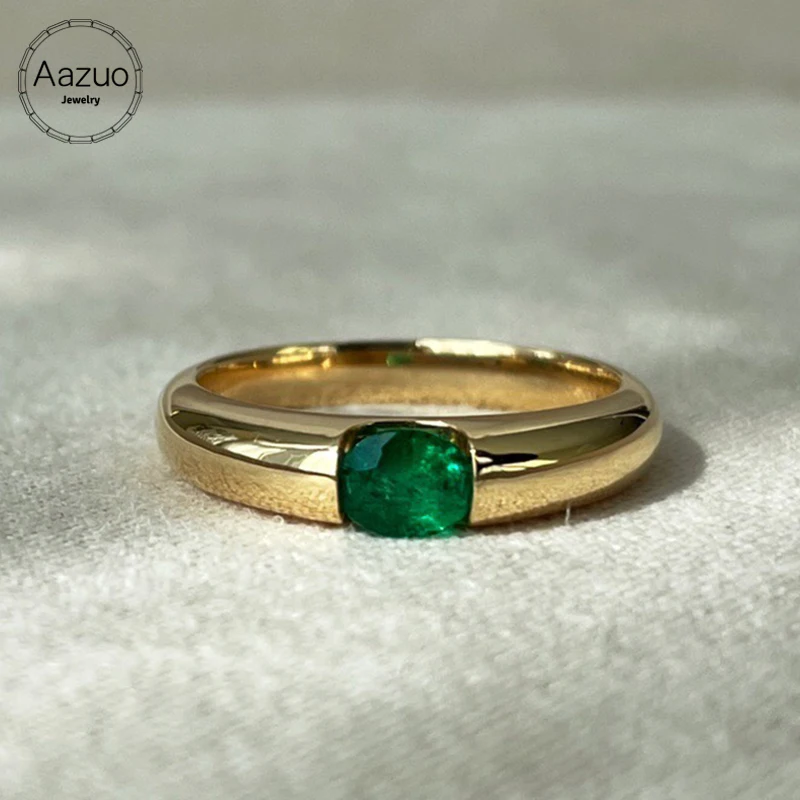 Aazuo Real Solid 18K Pure Yellow Gold Natural Emerald Classic Line Rings Gifted For Women&Man Engagement Party  Au750 a5 b5 transparent loose leaf notebook 20 rings loose leaf binder flexible 30 sheets grid line paper notebook notepad