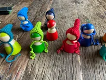 Muñecas de arcoíris de madera de ganchillo, en gorros para Pastel, bloques apilables, muñecas NATURALES DE MADERA EN sombrero tejido, juguete Montessori, 6/12 Uds.