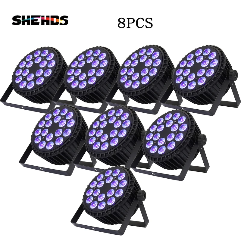SHEHDS 8PCS Aluminum Alloy LED Flat Par 18x12W RGBW/18x18W RGBWA+UV LED