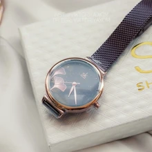 Shengke-Reloj de pulsera de cuarzo con esfera azul para Mujer, nuevo diseño, elegante, 32 MM, movimiento japonés, femenino