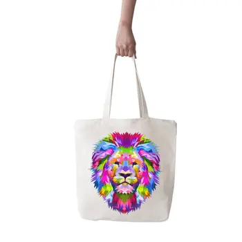 

Angemiel Bag Large Colorful Furry Lion Portrait Shopping Beach Tote Bag