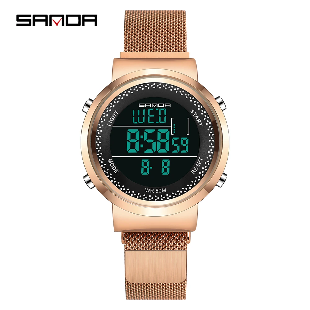 SANDA brand simple fashion casual men's electronic watch waterproof women's watch Night light, alarm clock, chronograph, calenda