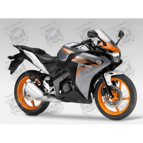 HONDA CBR 125R 2011 серебристо-оранжевая версия наклейки клеи винил Размер оригинальный |