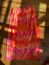 Faldas de estilo informal bohemio para mujer, faldas de cintura alta con estampado Floral, color Naranja, a media pierna, para playa, fiesta y vacaciones