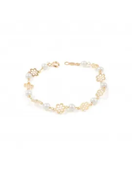 

Bracelet Bebe or gold girl daisies openwork with pearls