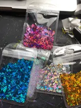 Letras holográficas de resina epoxi con purpurina gruesa, letras gruesas, lentejuelas mezcladas, alfabeto, 5 colores, 2g por