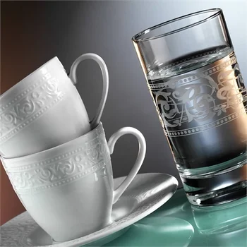 

Kütahya porcelain Azalea 18 Piece Set of 6 Coffee Cups with Water Cup