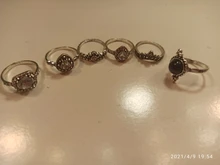 Conjunto de Anillos de nudillo de cristal Vintage para mujer, colgante de luna de loto, anillo bohemio, regalo de joyería