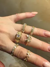 IPARAM-Conjunto de anillos de unión para mujer, de cristal geométrico, dorado, Vintage, bohemio, luna y estrella, diseño de personalidad, conjunto de anillos, regalo de joyas de fiesta