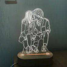 Night-Light Wooden-Base Christmas-Gift Photo-Customized Wedding DIY Holiday for USB 3D