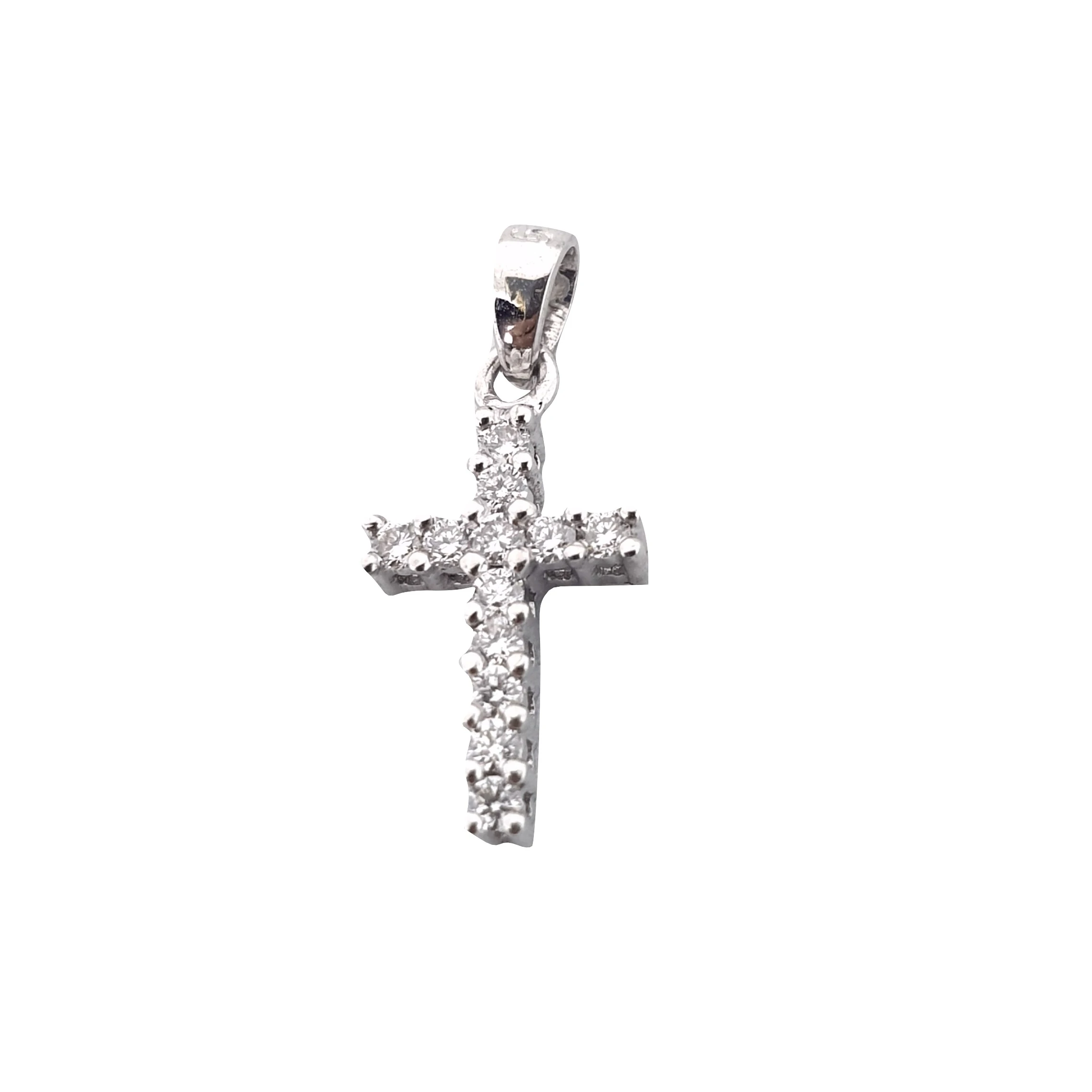 Крест кулон 18kt Белое золото 750/000 с бриллиантами 0.25ct f vvs