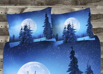 

Pair of pillowcases 100% cotton digital print design night snow