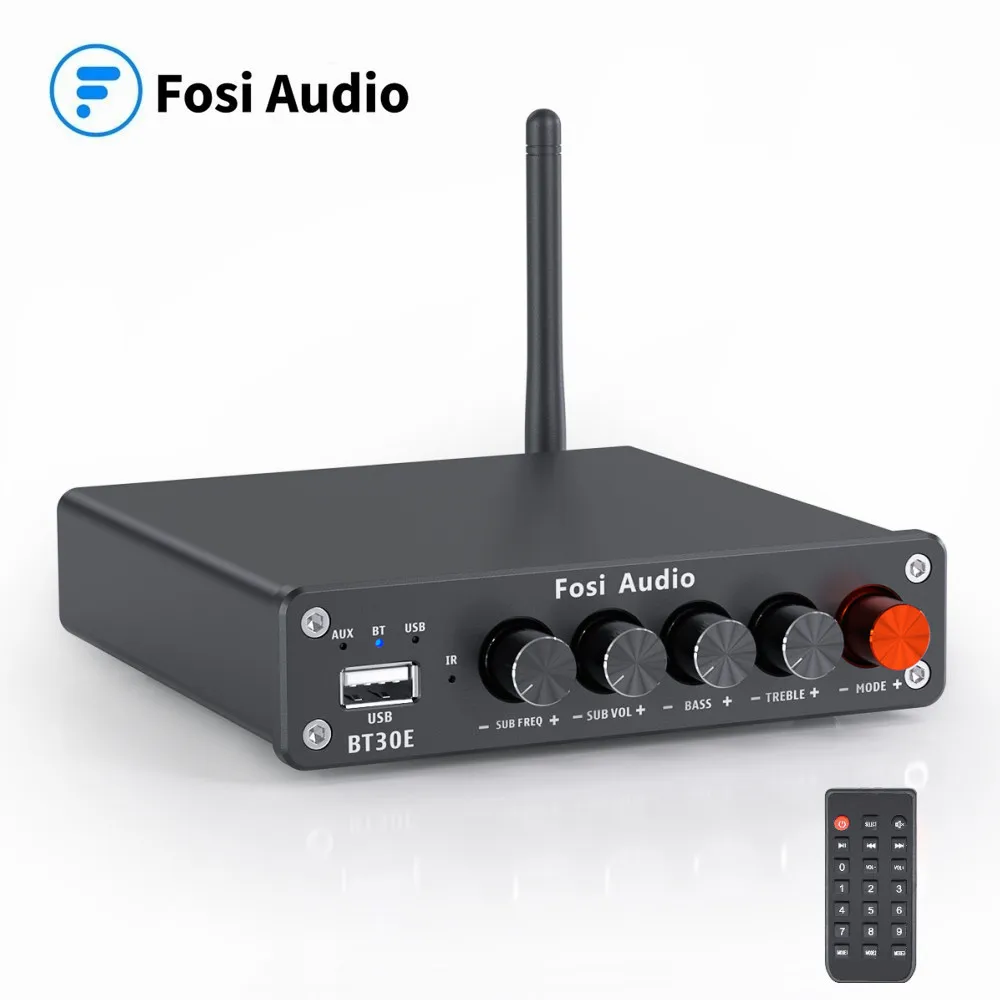 Hot Deal Bluetooth 5.0 Sound Power Amplifier 2.1 Channel Integrated Amp & U-Disk Player Home Audio Subwoofer 100W BT30E Fosi Audio