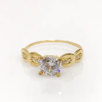 

New Stylish 4 Nail Single Stone Gold Engagement Ring