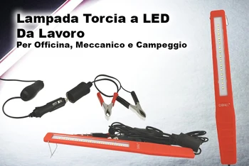 

Led Flashlight lamp workshop Slim 7mm 12V 2W 15 Smd cigarette lighter socket alligator clips battery cable 5 meters