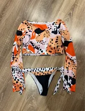 Bikini de manga larga con estampado de tigre para mujer, traje de baño de dos piezas con estampado de tigre para surfear, con realce, para verano, 2021