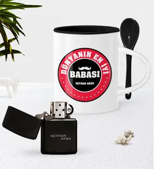 

Personalized World Best Father Black Spoon Mug Gasoline Lighter Seti-7
