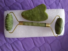 Rodillo de piedra de Jade Natural para masaje Facial, masajeador de gua sha, rascador, herramientas adelgazantes de belleza, relajación de la piel