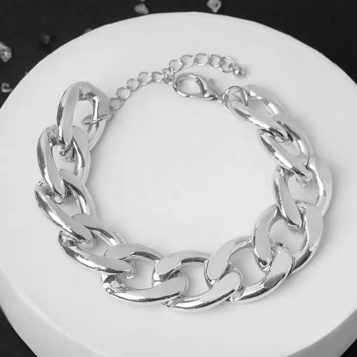 Браслет металл Цепь сити цвет серебро 18см |