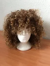 Peluca de cabello Afro rizado con flequillo para mujeres negras, pelo corto sintético estampado glorioso, Cosplay, Alta Temperatura