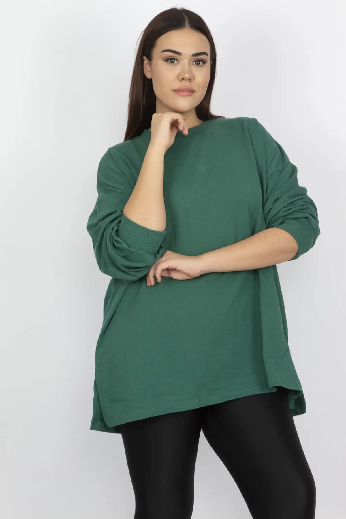 Sans Textile женская зеленая хлопковая ткань Временная Толстовка 65N14010
