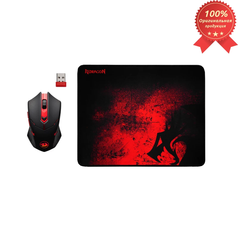 Комплект Redragon M 601WL BA RU беспроводной игровой мышь+ковер Defender|Комплекты мышь плюс