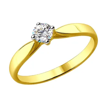 

Sokolov yellow gold diamond engagement ring, fashion jewelry, 585, women's male