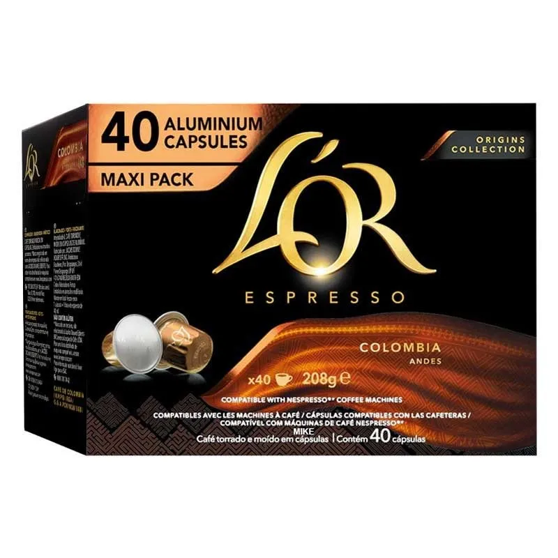 Colombia Andes L 'or Origins Collection, 40 compatible Nespresso Maxi Pack capsules®