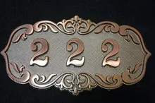 Placa de puerta de plástico ABS para Hotel, placa de puerta personalizada con número de casa de imitación de Metal, bronce, para apartamento, Villa, placa de puerta