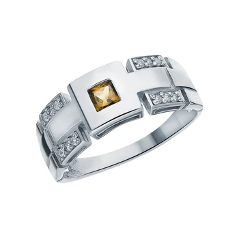

Silver ring with cubic zirconia and citrine sunlight sample 925