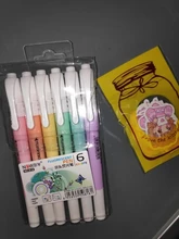 Rotulador subrayador de colores, suministros para oficina y escuela, marcador fluorescentes de doble punta con forma de dulce, juego de 6 unidades