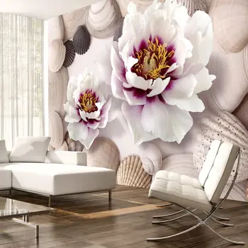 

Wall mural-Flowers and Shells - 100x70 cm