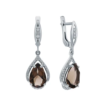 

Silver earrings with раухтопазами and cubic zirconia sunlight sample 925