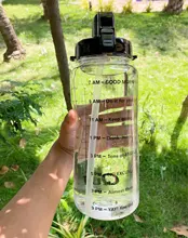 QuiFit-botella de agua deportiva Tritan de 2L y 3,8l, con pajita, mezclador de proteína grande, taza calabaza, jarra para bebidas al aire libre de BPA para gimnasio