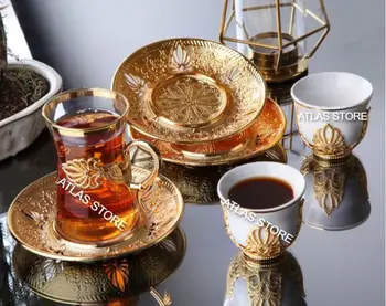 

TURKISH TEA GOLD PATTERN 6 PERSONALİTY TEA 18 PIECE TEA SET