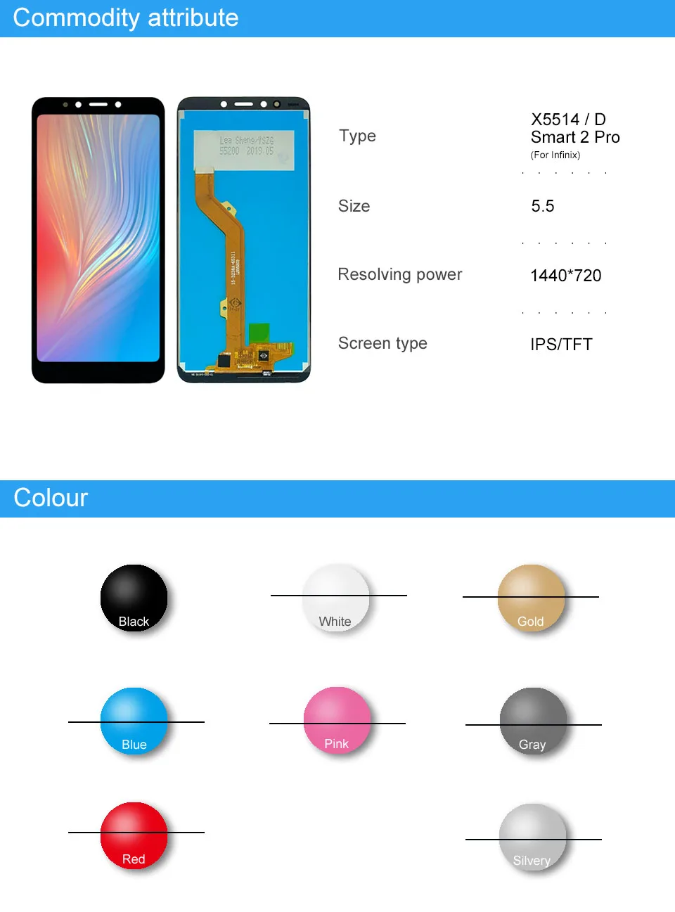 10 шт., для Infinix Smart 2 Pro X5514D X5514, ЖК-дисплей, сенсорный экран, дигитайзер для Infinix X5514, экран,, DHL