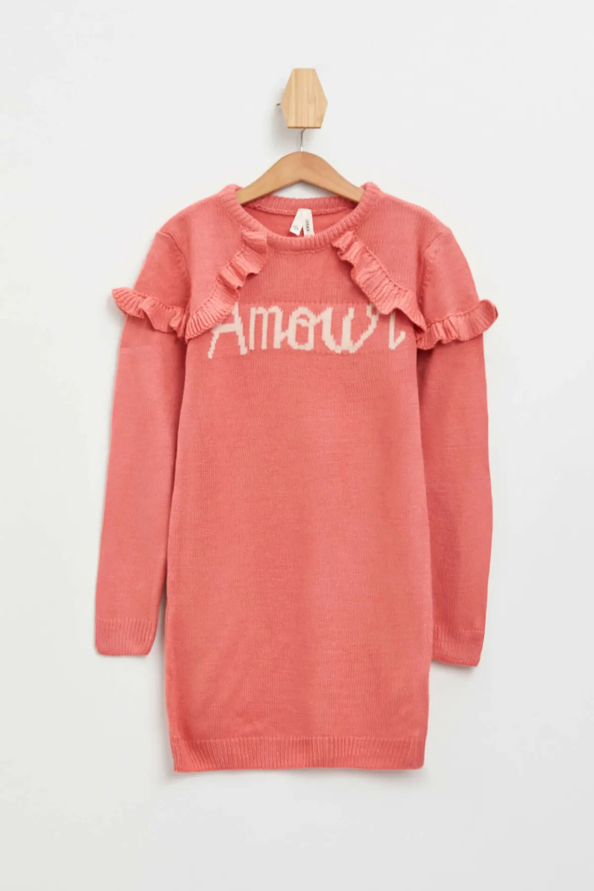 

DeFacto Girl Winter Knitted Dress Girls Cute Pink Letter Prints Dresses Kids Long Sleeve Skinny Dress-J0654A618WN