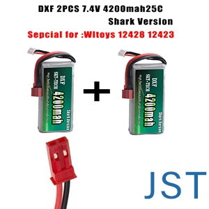 2 шт. DXF RC Lipo батарея 2s 7,4 V 2700mAh 4200mah 20C Max 40C для Wltoys 12428 feiyue 03 JJRC Q39 Запчасти для обновления - Цвет: 2PCS 4200mah JST