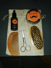 5 unids/set de la barba de los hombres Kit de herramienta de peluquería barba delantales bálsamo de aceite de barba, peine hidratante cera tijeras de estilo Set para el cuidado de la barba