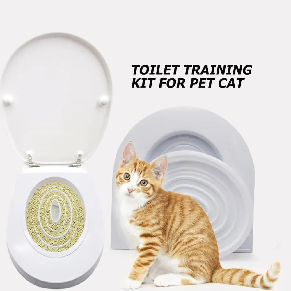 Пластиковый унитаз для кошек, Тренировочный Набор, лоток для туалета, коробка для кошачьего туалета, коврик для туалета, тренажер для кошек, товары для чистки домашних животных