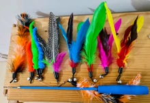 11 PCS Replacement Cat Feather Toy Set, Cat Feather Teaser Wand Toy for Kitten Cat Having