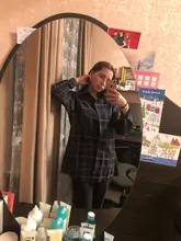 Plaid Shirt Blouse Oversize Top Women Blusas Long-Sleeve Girls Plus-Size Femme Female