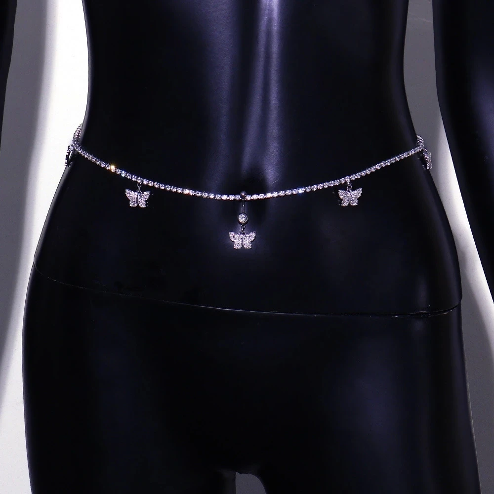 Sexy Belly Butterfly Belly Button Nail Women Charm Lounger Piercing Decorations Pendant Waist Chain Body Jewelry Ring