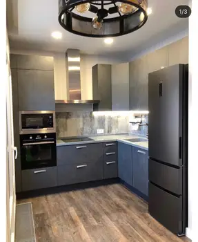 

Corner Kitchen in color gray marble